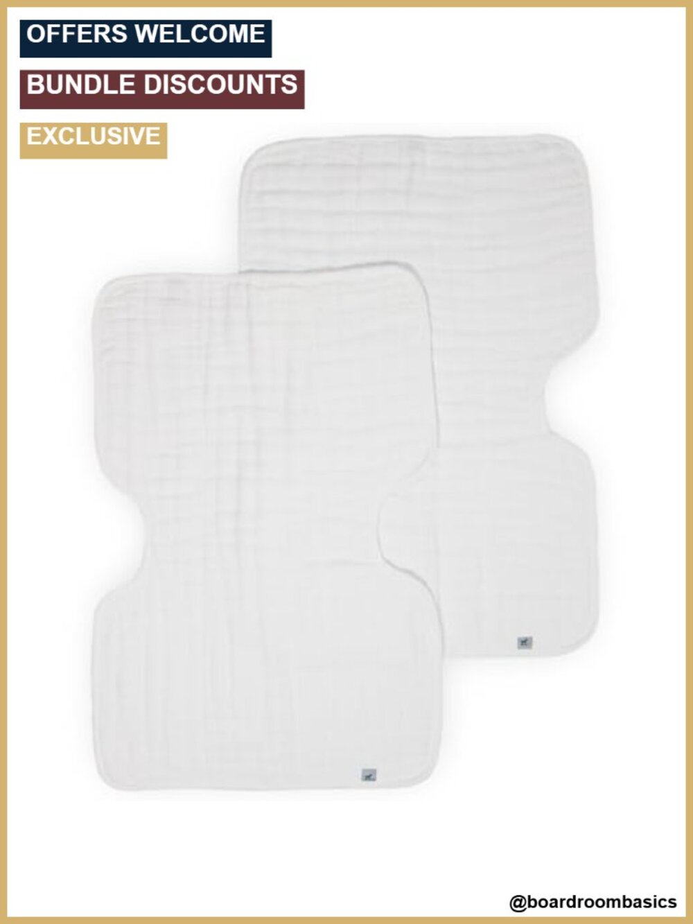Organic Cotton Muslin Burp Cloths 2 Pack Ultra-Absorbent Contoured
